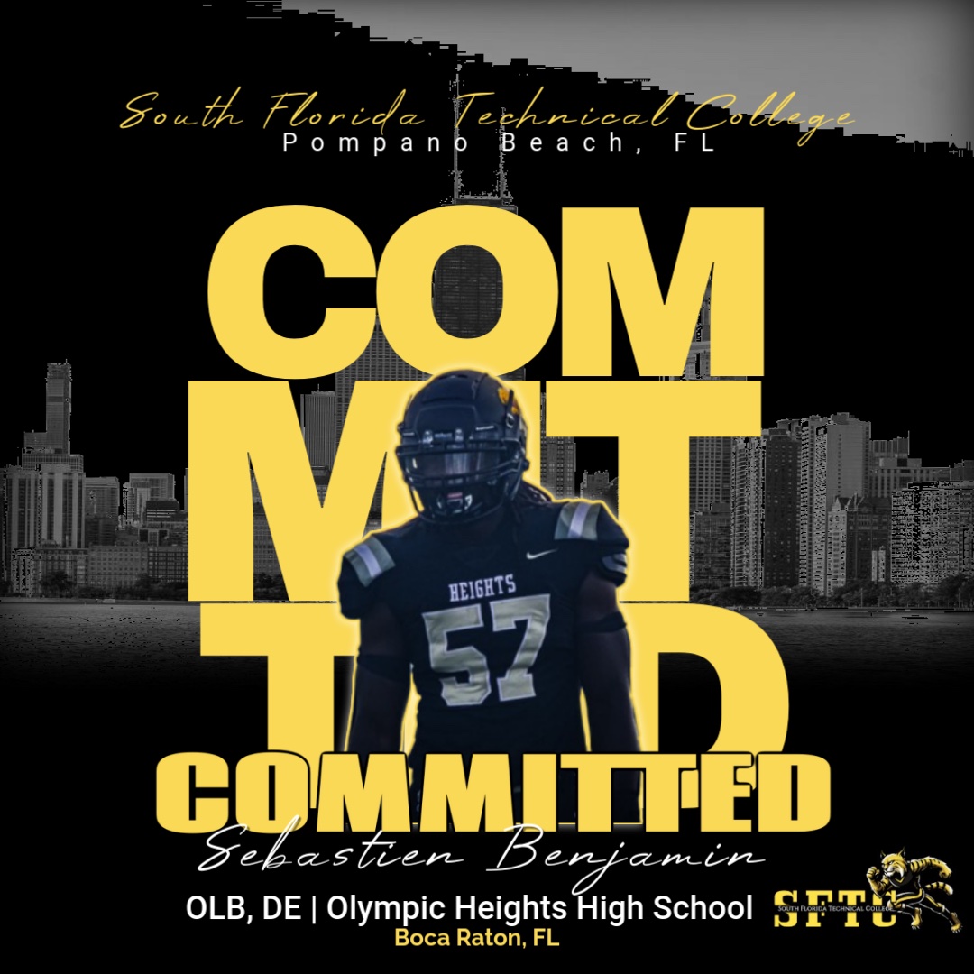 Sebastien Benjamin (@3xclusiveseby) on Twitter photo One step forward towards bigger things ππΎ
Thanks to <a href="/CoachCayard/">Coach Cayard</a> and <a href="/OHLionsFB/">Olympic Heights HS Football</a> I get to compete at the next level.
<a href="/SFTCFootball/">South Florida Technical College Football</a> One step forward towards bigger things ππΎ
Thanks to <a href="/CoachCayard/">Coach Cayard</a> and <a href="/OHLionsFB/">Olympic Heights HS Football</a> I get to compete at the next level.
<a href="/SFTCFootball/">South Florida Technical College Football</a>