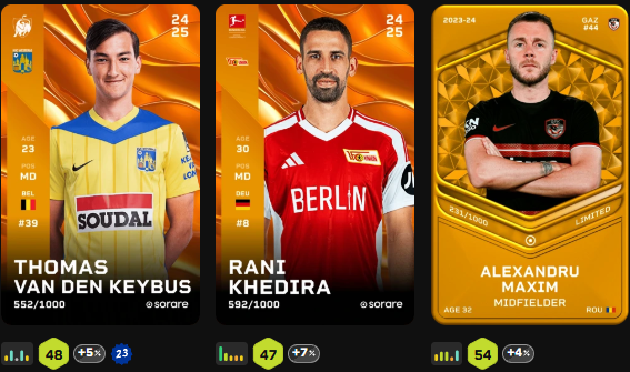 #Sorare #Giveaway         
I AM GIVING AWAY THESE 3 CARDS TO SOMEONE WHO: -Follows, likes, and retweets this post             
-Comments their gallery name             
And if you want to join Sorare, use this link sorare.com/r/jefzy