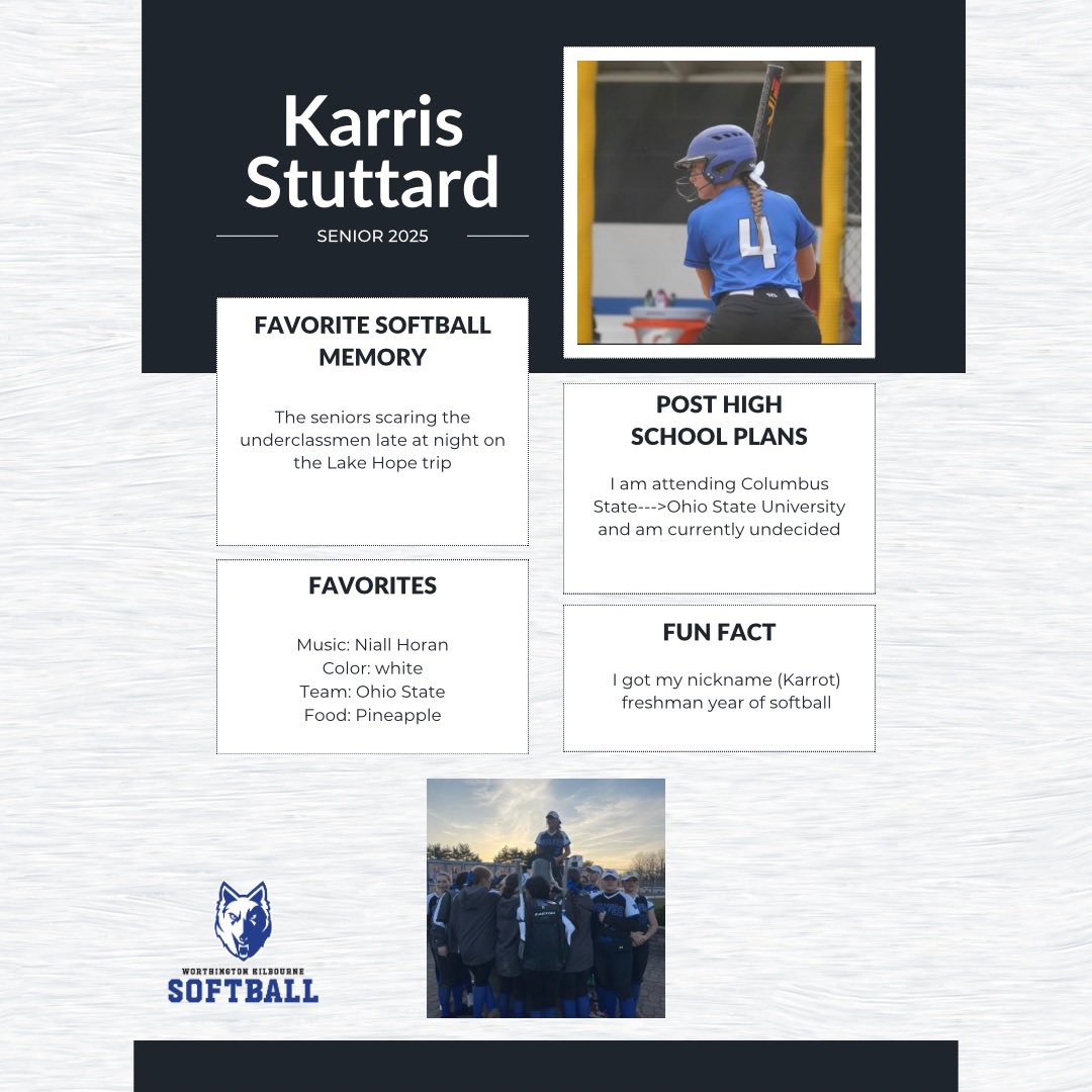 SENIOR SPOTLIGHT:

Karris Stuttard, our star center fielder!