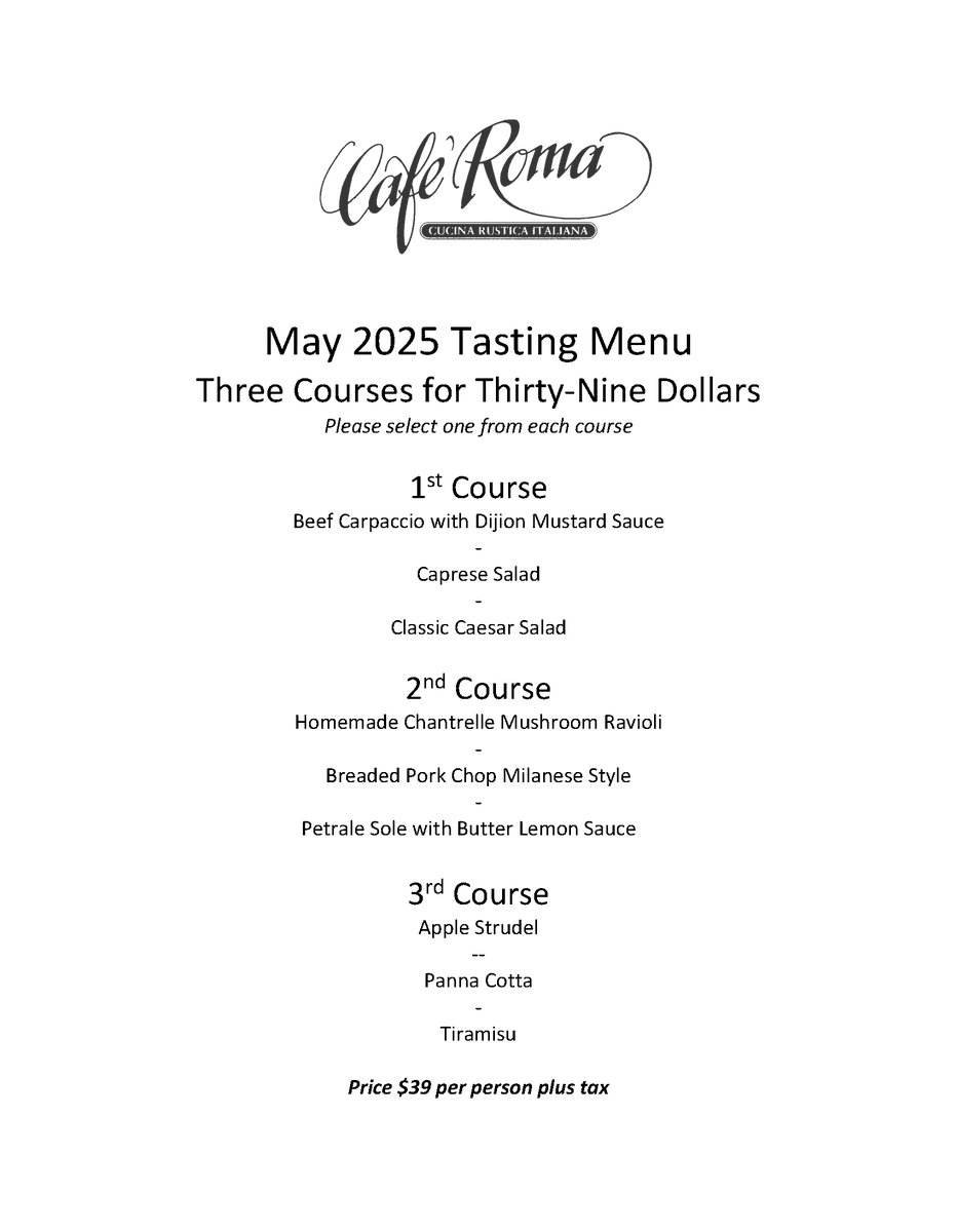 Join us in May for a special tasting menu! caferomaslo.com