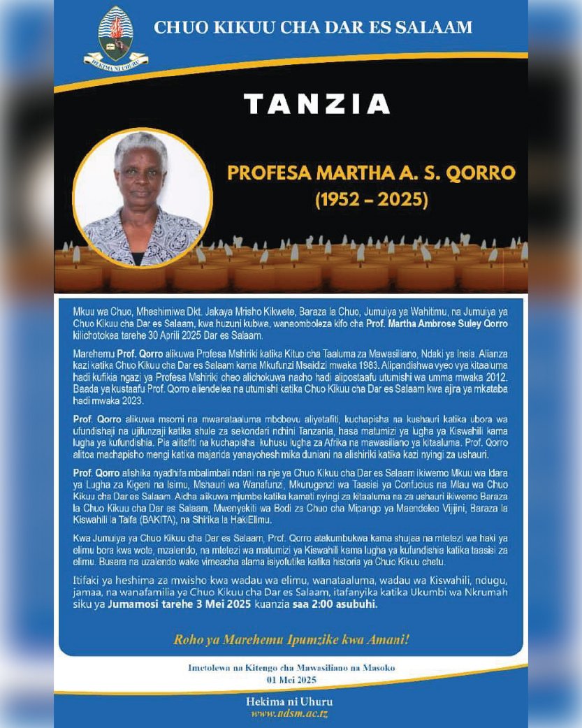 Pumzika kwa amani Prof. Martha A. S. Qorro