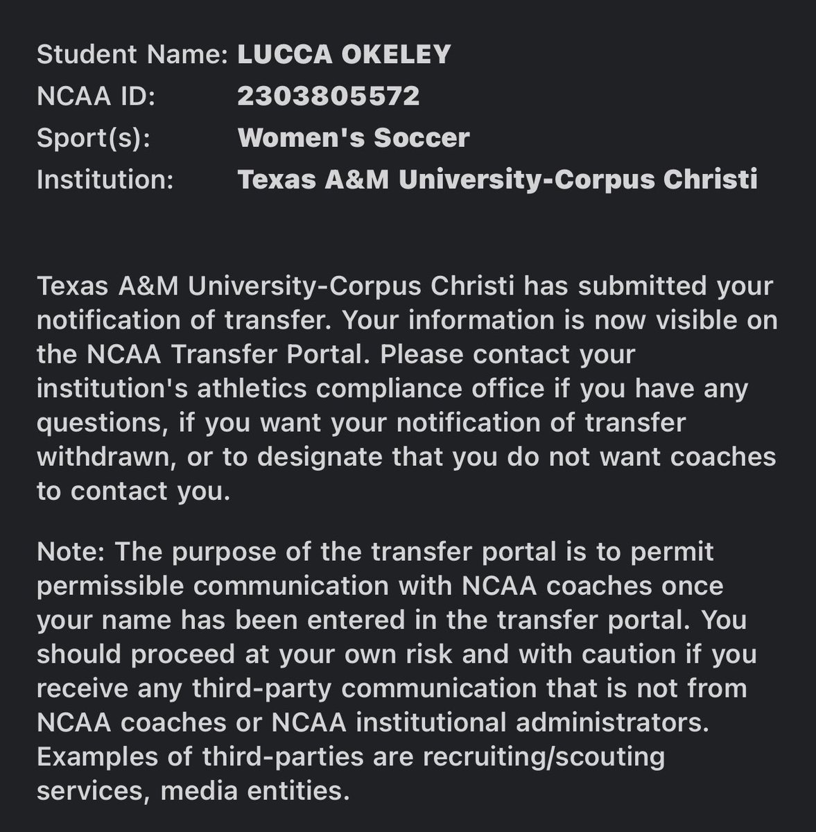 I’m officially in the #transferportal !!
Email: lokeley25@gmail.com
Phone #: 219-240-7555