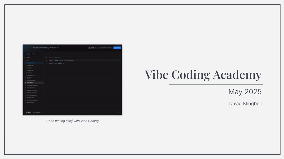 Today I gave my first Vibe Coding class with <a href="/boltdotnew/">bolt.new</a> to a cohort of executive from Big Tech. 

This tool has revolutionized the way I work and I plan to teach it to all of my graduate school students this year! 

#vibecoding #boltdotnew