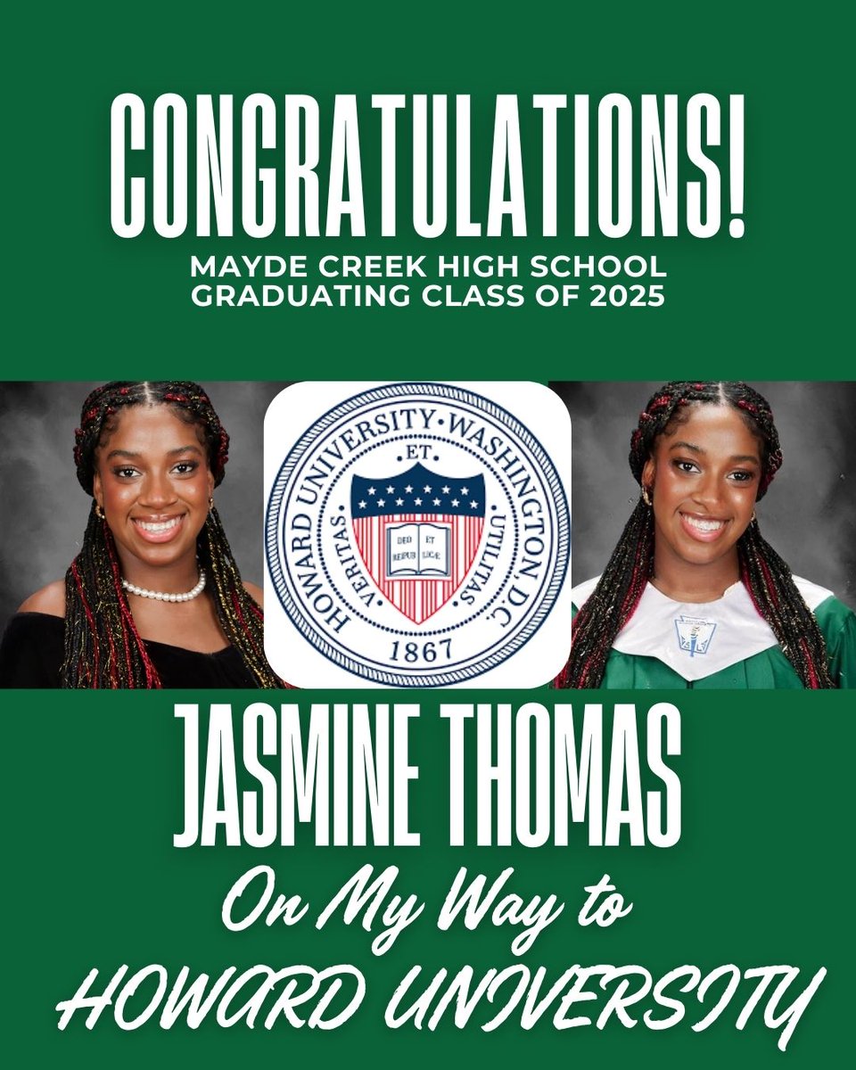 Jasmine_Thomas0's tweet image. Celebrating National College Decision Day! I'm Howard University Bound. HU! You Know! @FutureBison  #Howard #HowardUniversity #HU #HU25 #HU29 @MCHSVB @CreekRams