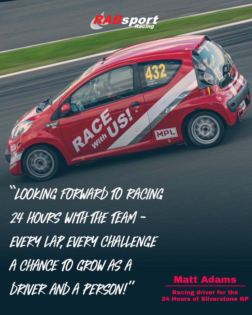 💬 It’s nearly time to get the 24 hours of <a href="/SilverstoneUK/">Silverstone</a> GP event underway… but first, here’s what Matt Adams has to say ahead of proceedings! 👊🏼

#RABSport • <a href="/GalaPerformance/">Gala Performance</a> • <a href="/GalaTentUK/">Gala Tent UK</a> • #C1Racing • #Racing