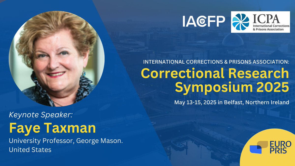 IACFP will be sponsoring keynote speaker and noted criminologist <a href="/FayeTaxman/">Faye Taxman</a> at CRS (being held by <a href="/icpaadvancing/">ICPA</a> and <a href="/EuroPrisOrg/">EuroPris</a>) in Belfast May 13-15. Learn more about her work and her address at the conference here: bit.ly/41ckJ8o