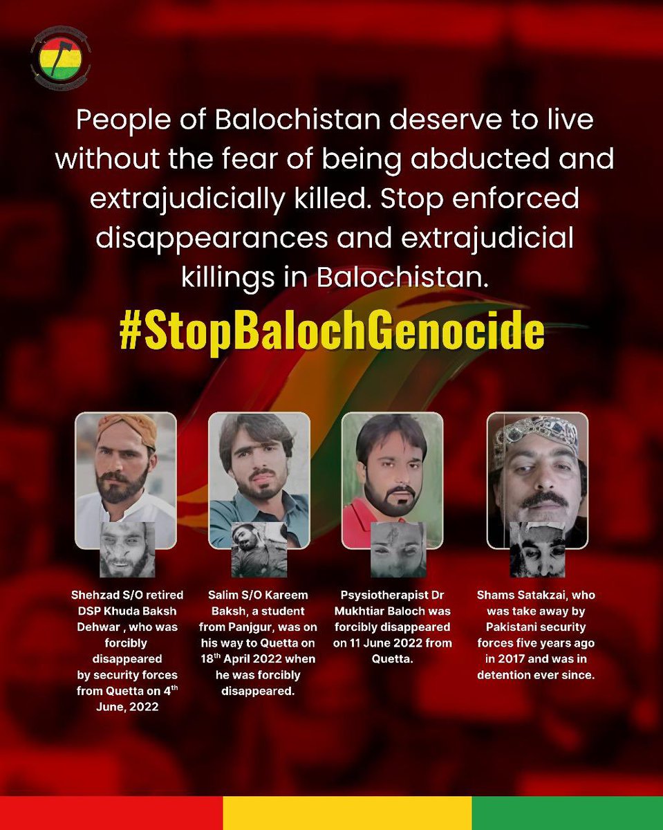 MediaCellBNP_'s tweet photo. People of Balochistan deserve to live without the fear of being abducted and extrajudicially killed. Stop enforced disappearances and extrajudicial killings in Balochistan.
#StopBalochGenocide 
#ReleasePoliticalWorkers https://t.co/gPiGSoeauE