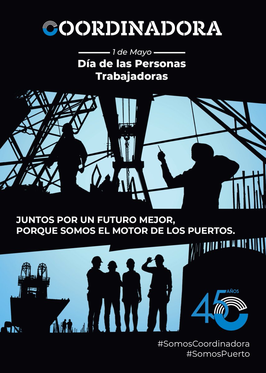 𝗣𝗿𝗶𝗺𝗲𝗿𝗼 𝗱𝙚 𝙈𝙖𝙮𝙤 I
Juntos por un futuro mejor, porque somos el motor de los puertos.
Una jornada para reconocer el trabajo, alzar la voz por los derechos laborales y mirar hacia un futuro con igualdad y dignidad.

#SomosCoordinadora #SomosPuerto #UnidosMasFuertes
