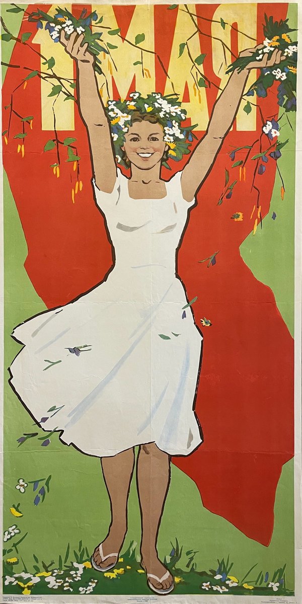 May Day poster by Nina Vatolina (1950s)