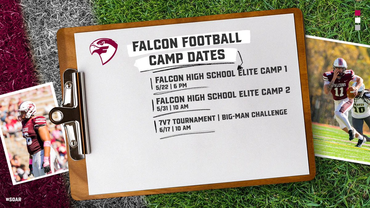 🚨Show up and show out!🚨
Come compete and get evaluated at our camps this summer!

Click the link to register:
falconfootball.totalcamps.com/About%20Us

#SOAR