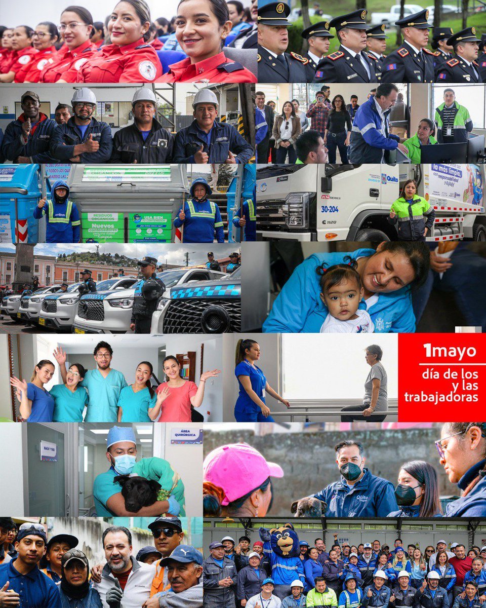 Sin el esfuerzo de quienes trabajan cada día por Quito, nuestra ciudad no sería lo que es. Gracias a quienes limpian, construyen, cuidan y responden en emergencias. Orgulloso de ser parte de este equipo que hace posible la vida en la ciudad más linda del mundo. #DíaDelTrabajador