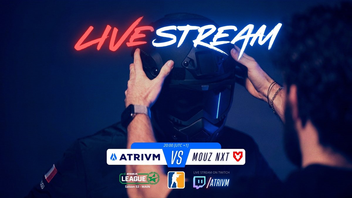 🔴 LIVE NOW sur twitch.tv/atrivm

🎙️Cast par <a href="/CastRabenas/">Rabenas</a> 
⚔️ <a href="/mousesports/">MOUZ</a> academy 
🏆 <a href="/ESEA/">ESEA League</a> Main - Saison 53

🔥 Venez supportez ATRIVM dès maintenant !