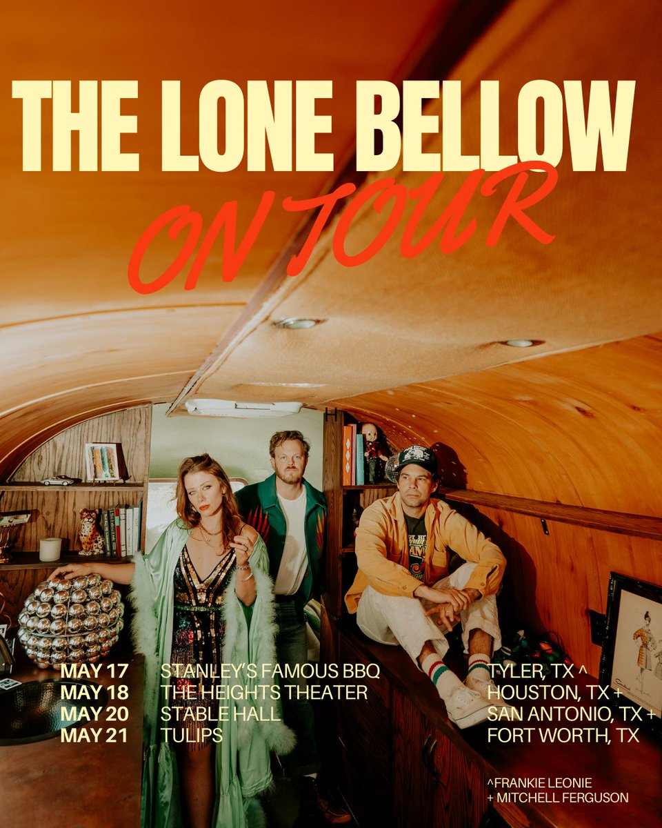 Texas, we’re comin’ for ya with our pals <a href="/frankie/">Frankie Colamarino</a>.leonie ^ &amp; @mitchell_ferguson +

Tix + VIP on sale NOW! 

5/17: <a href="/stanleysfamous/">Stanley's Barbecue</a>, Tyler, TX ^ 
5/18: @theheightstheater, Houston, TX +
5/20: @stablehallsa, San Antonio, TX +
5/21: @tulipsftw, Fort Worth, TX