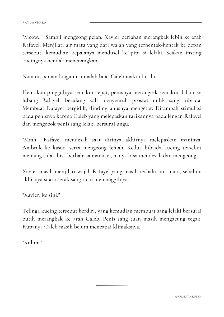 rayuandara's tweet photo. #applestarfish #applefish #applestar #starfish #fishstar ; Caleb x Xavier x Rafayel
Karya ini mengandung ——— 18+
Caleb lagi hukum kucing-kucing bandel. https://t.co/7VIZTU2Cjr