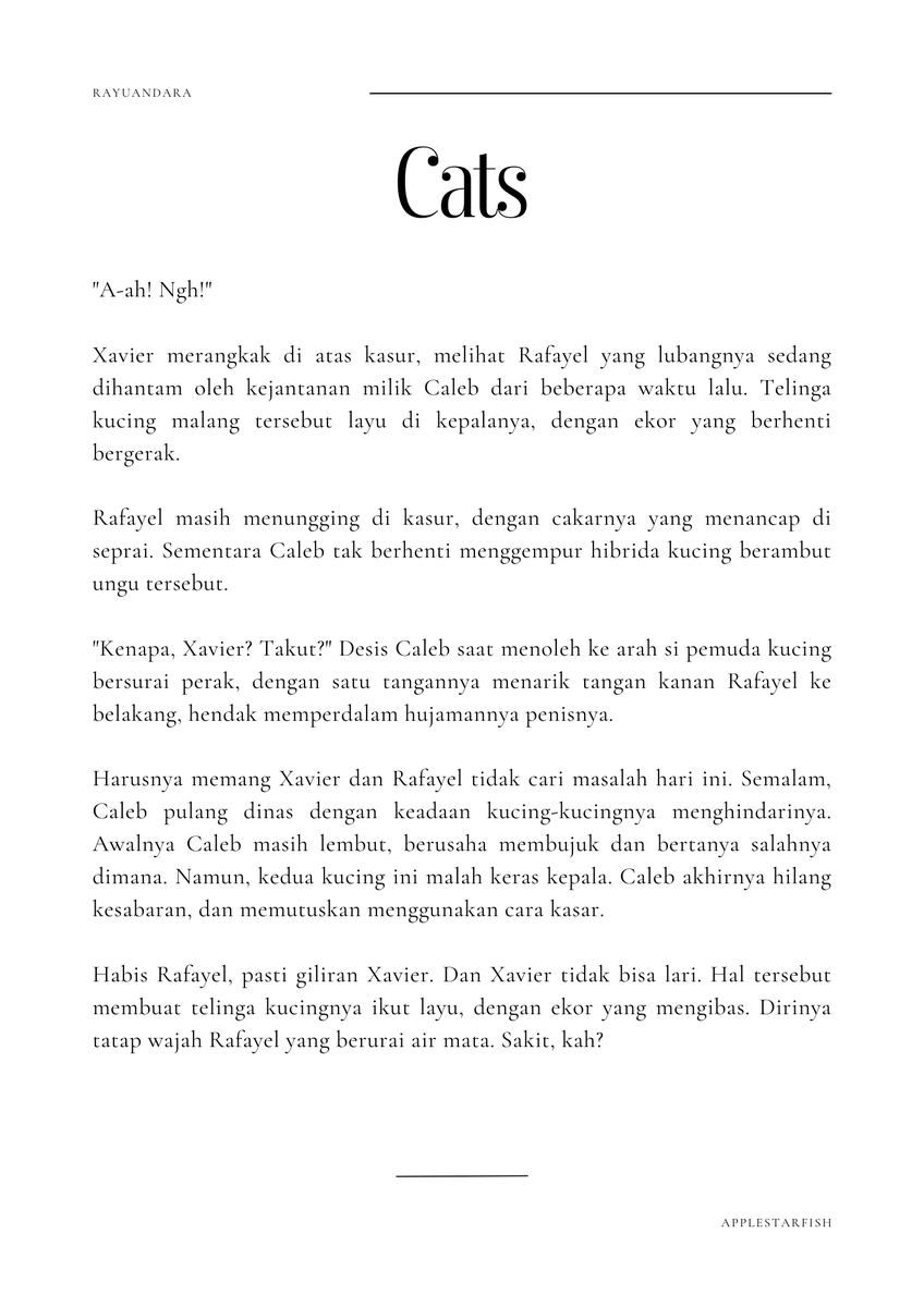 rayuandara's tweet photo. #applestarfish #applefish #applestar #starfish #fishstar ; Caleb x Xavier x Rafayel
Karya ini mengandung ——— 18+
Caleb lagi hukum kucing-kucing bandel. https://t.co/7VIZTU2Cjr