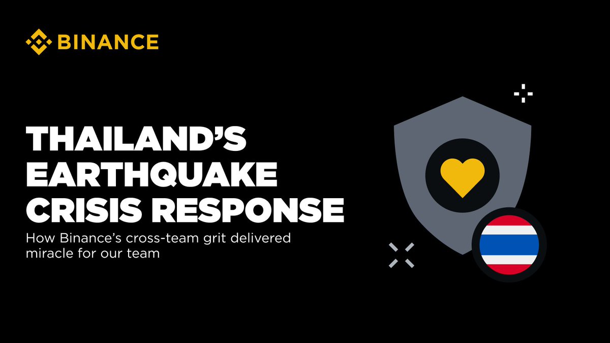 binance's tweet photo. After a 7.7 magnitude earthquake rocked Bangkok, two Binance employees — days from welcoming their first child — faced the unimaginable.

Binance moved fast, helping them evacuate, relocate, and safely deliver their baby. 💛

Read this story of courage 👉 https://t.co/OM5sTbAehl https://t.co/g8rglo8dCf
