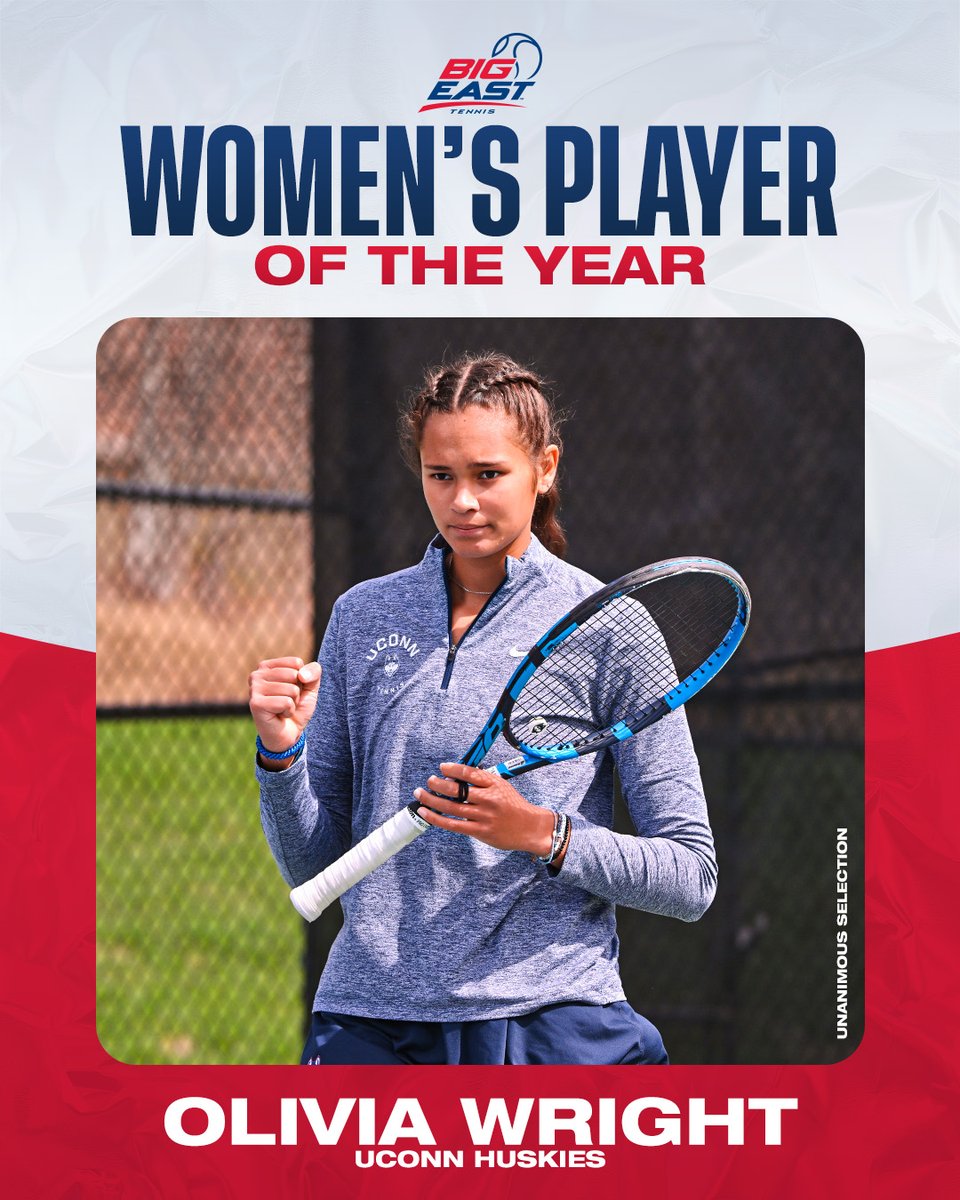 The 2025 BIG EAST Women's Tennis Player of the Year! 🤩

Olivia Wright from <a href="/UConnWTennis/">UConn Women's Tennis</a>