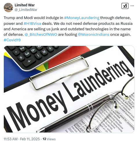 #PahalgamTerrorPsyOp: Bitches Of NWO are again fooling Moronic Indians. 100 crore Indians of <a href="/NapunsakBharat/">Impotent India: Product Of NWO Lords & NWO Puppets</a> are begging for food and soon this number would increase to 130 crore due to Agenda 2030. Wake up and Reclaim India from <a href="/VantaraSher/">Vantara Sher: The Special Breed With No Red Eyes</a> says <a href="/TheInvinciblePD/">The Praveen Dalal</a>. Trump Modi