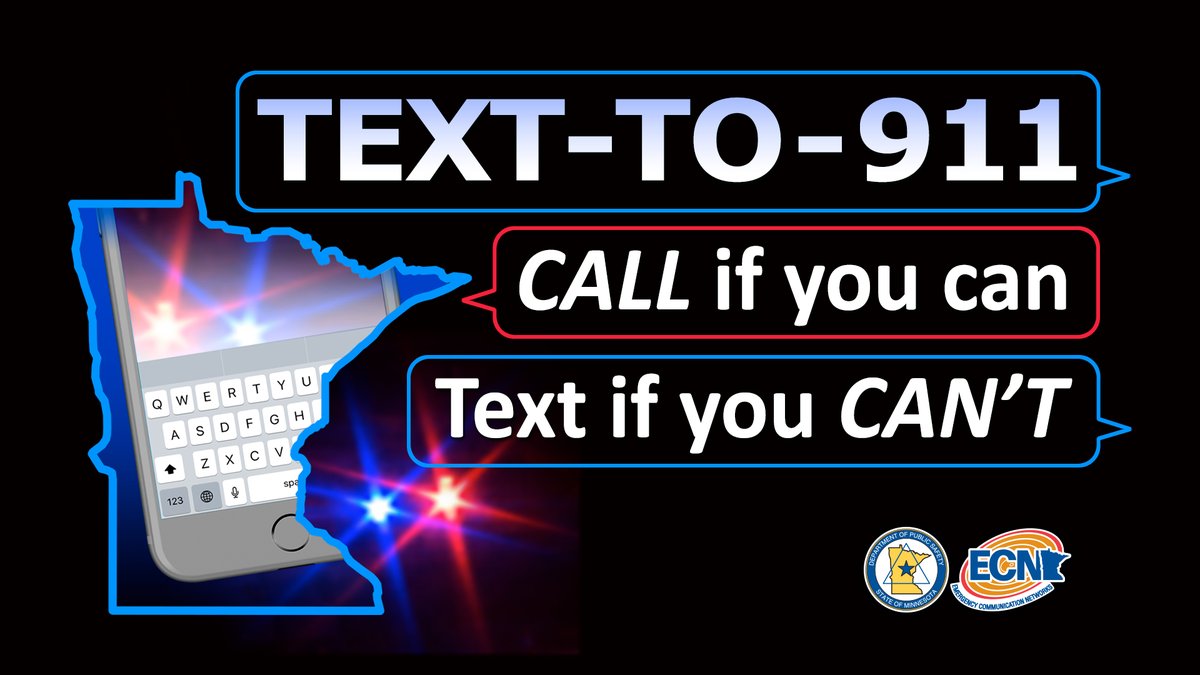 Text-to-911 is available across MN! Call if you can, text if you can’t. Texting 911 is crucial for:
• Deaf, deafblind, hard of hearing or speech impaired.
• Facing a medical emergency.
• When speaking isn’t safe.
Stay safe &amp; spread the word! Learn more: youtu.be/KomoTixx3WA?si…