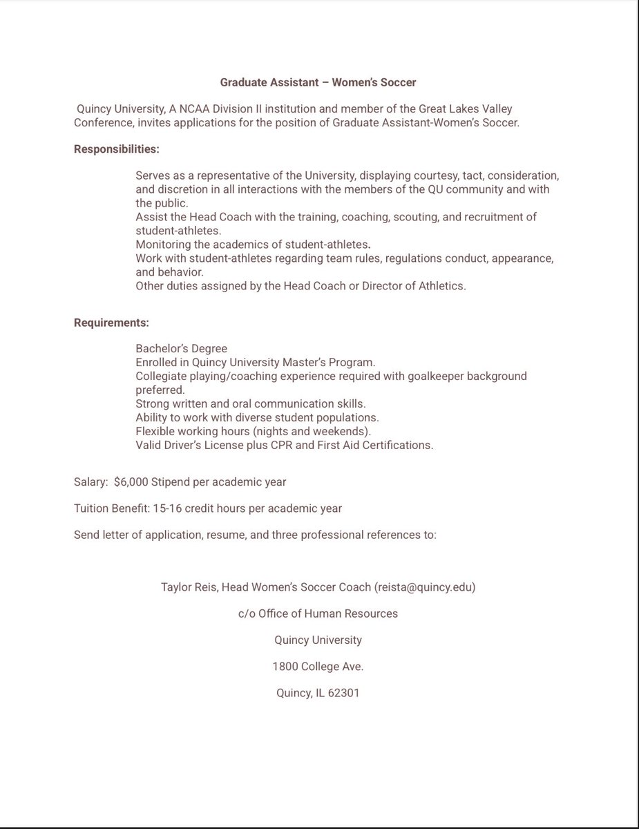 Looking to add to our staff! Email or dm us to get in contact! 

Great school, great community, and great place to learn and grow as a coach.