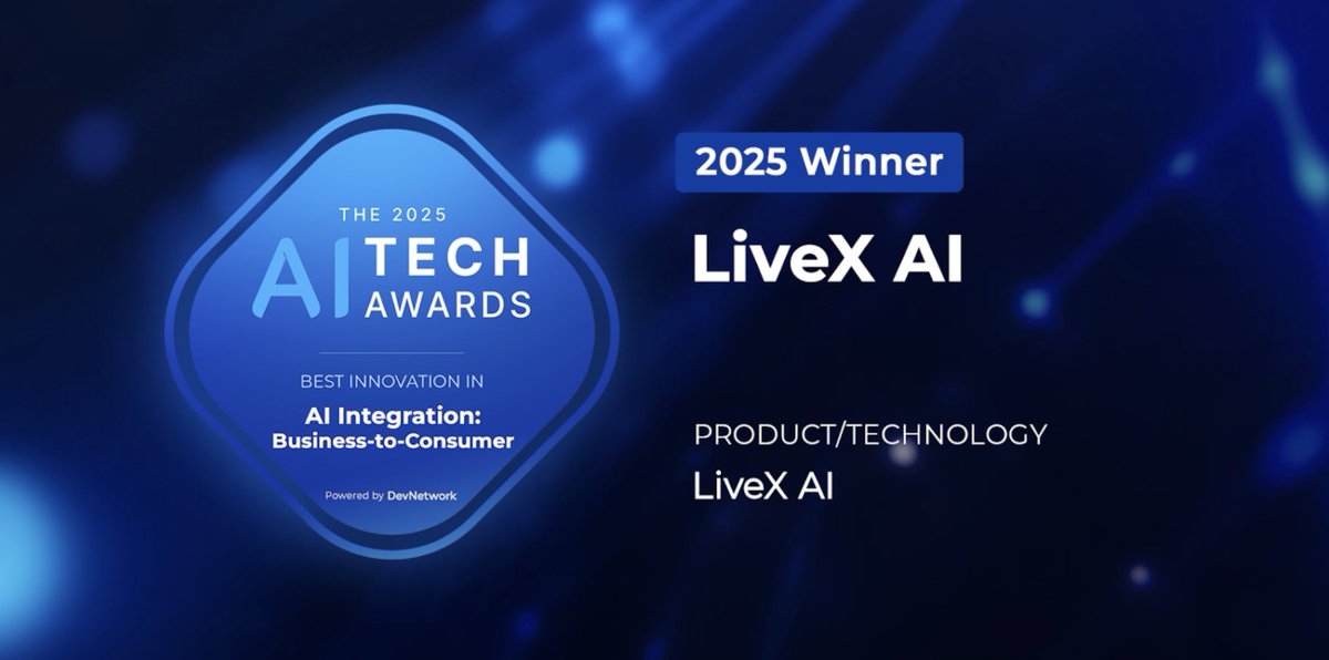 🏆 LiveX AI is a 2025 AI TechAward winner! We’re beyond excited to be selected as the top innovator in the category of “AI Integration: Business-to-Consumer” and to be recognized at AI DevSummit 2025—the world’s largest artificial intelligence developer conference.