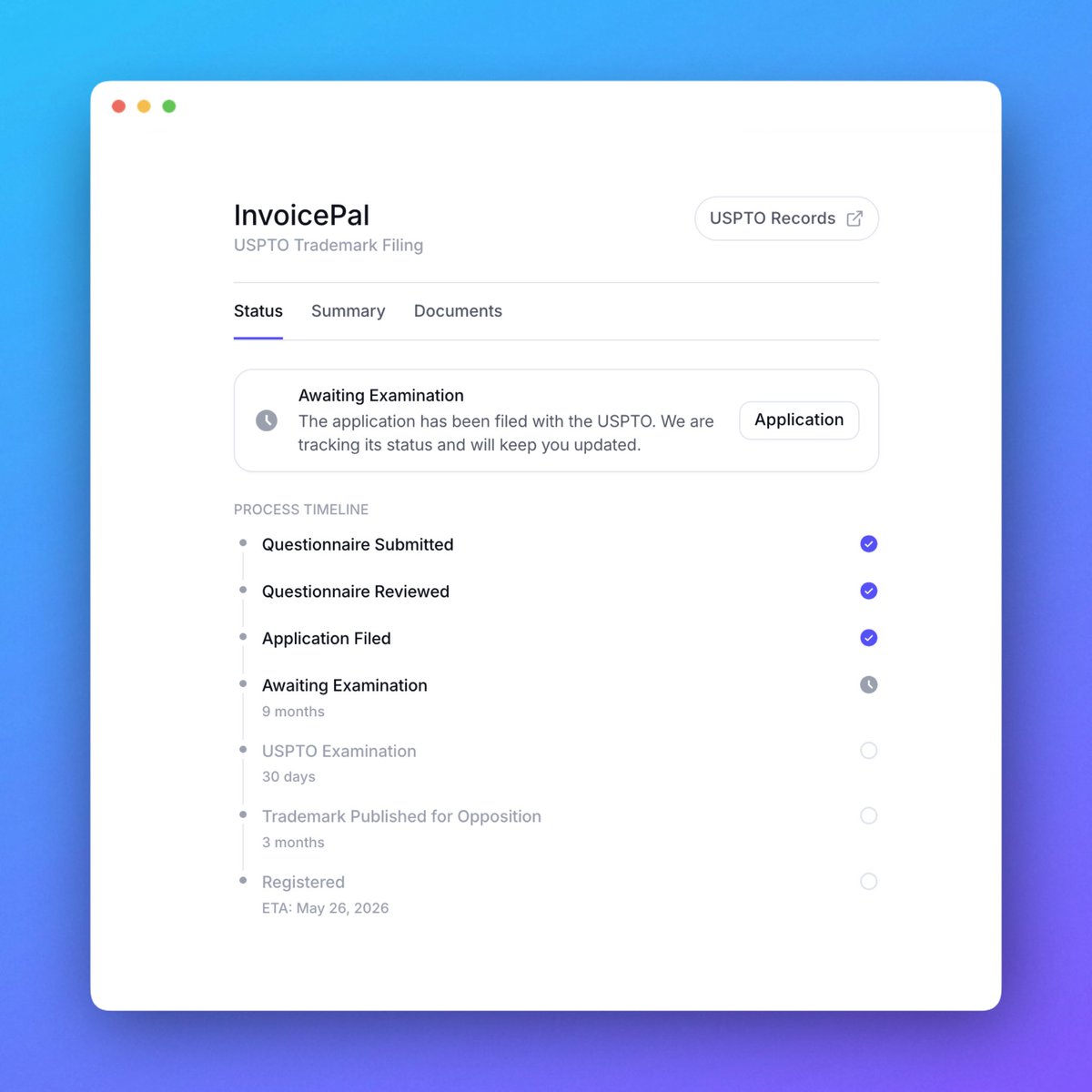 Unlocked a new experience with trademarks!

My application was reviewed by lawyers and submitted to the USPTO.

Super easy process - I’m using <a href="/Skala_io/">Skala</a>