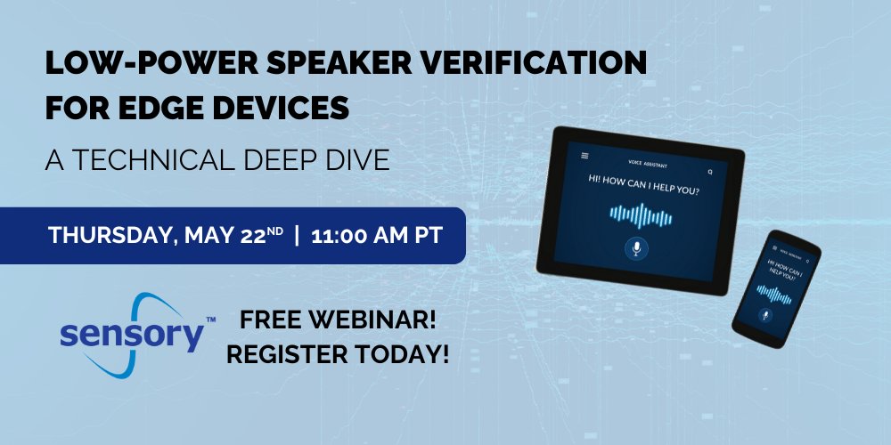 Trulyhandsfree's tweet photo. Join @Trulyhandsfree experts for a deep dive into speaker verification, where we’ll break down AI advancements, wake words, and techniques for optimizing performance in always-on environments. For anyone building next-gen IoT and smart home solutions.

https://t.co/DuoUNUdCGp https://t.co/PmehZk7Tn0