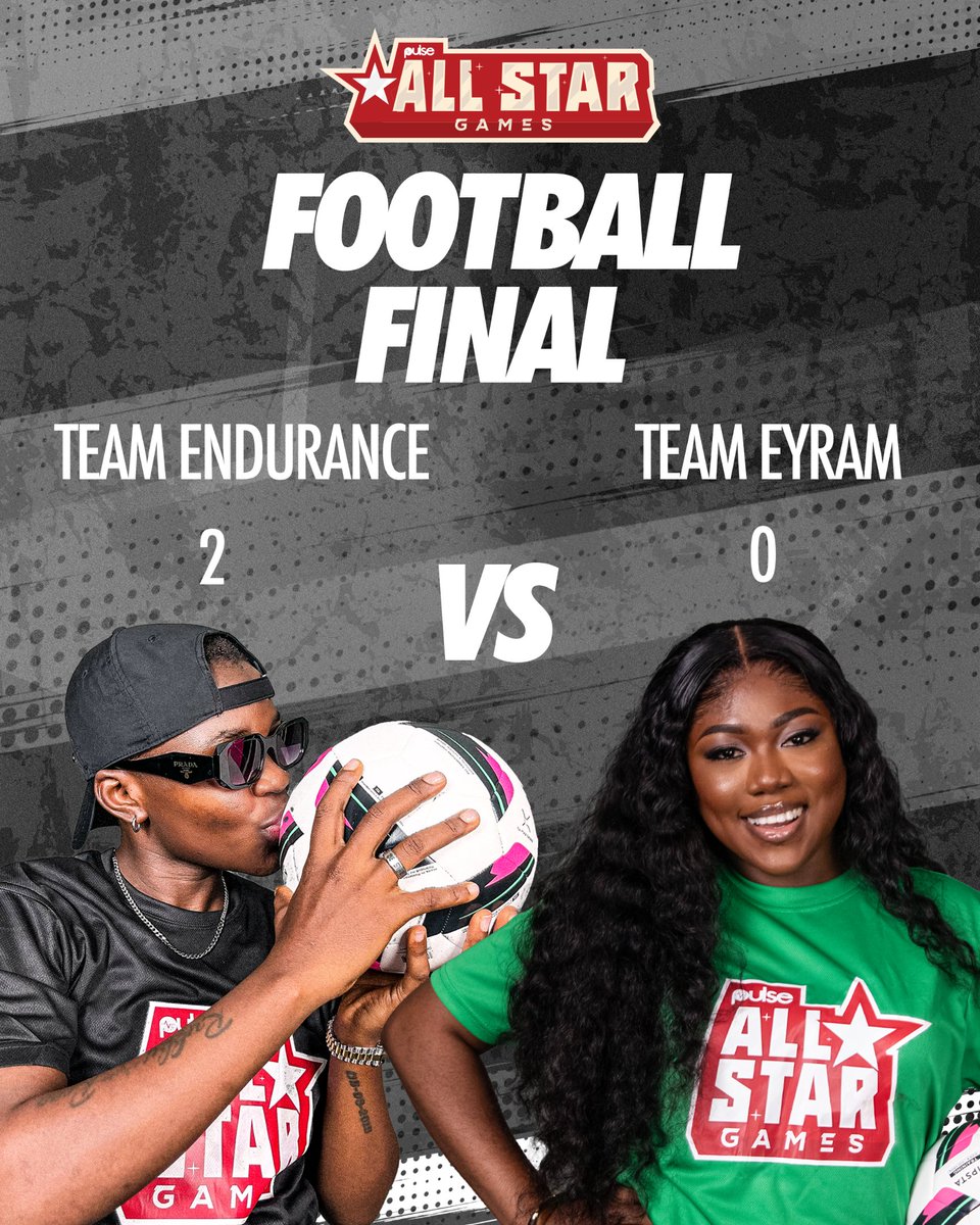 PulseGhana's tweet photo. Team @endurancegrand win the football final against Team @eyram_xx 🔥🔥

#Bekindtoyoumind
#PulseEvents
#PulseAllStarGames https://t.co/WUwxF2WXE4