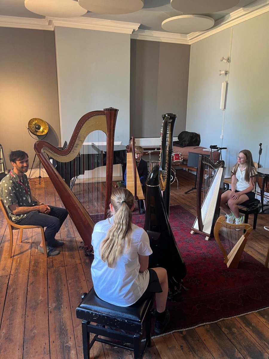 Fantastic harp masterclass this afternoon with Simon Foerster and Norwich School harpists. Thanks to Mrs Speca for organising this event!
