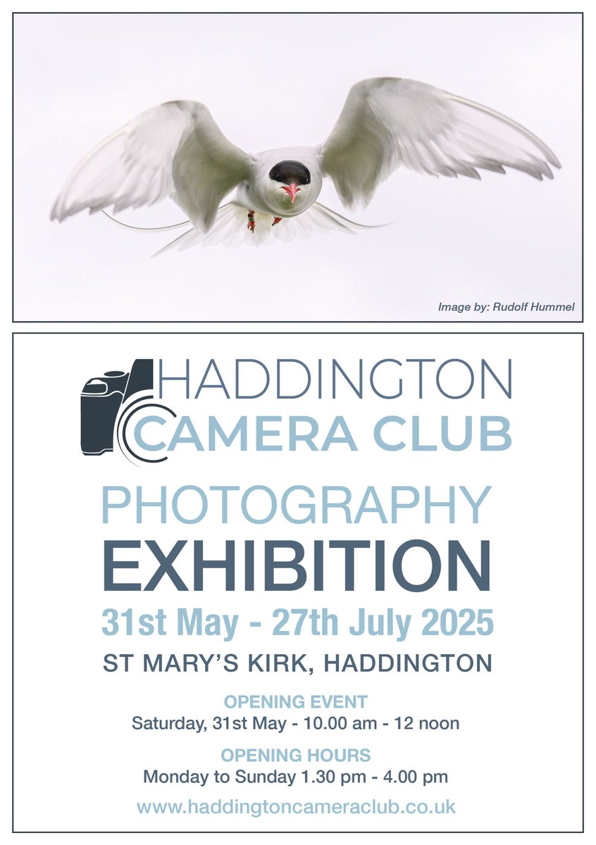 Date for your diary, Haddington Camera club exhibition 31th May to 27th July at St Mary's Church.