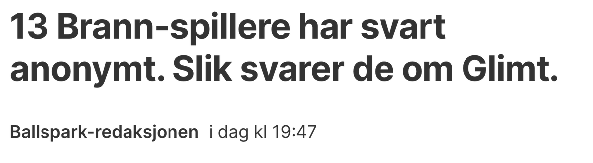 7 av 13 Brannspillere håper Glimt vinner i kveld. Seriøst? Jeg vil vite navnene på disse. Og jeg vil vite det nå!