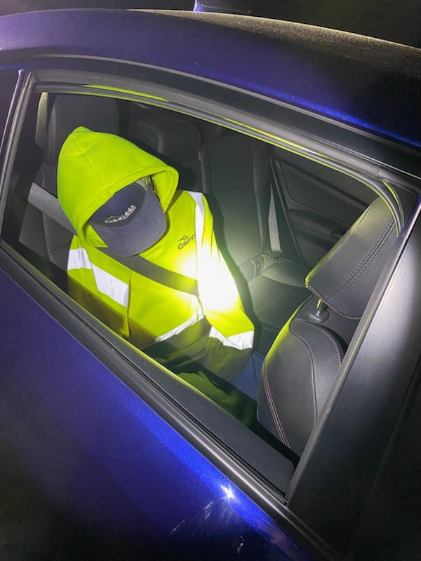 Here’s another one!! This driver was stopped last night for 92 MPH in a 60 zone I5 near 288th. The driver was in the HOV lane by himself, and with his non human companion. He was given a ticket for speed and driving in the HOV lane w/ a dummy doll.