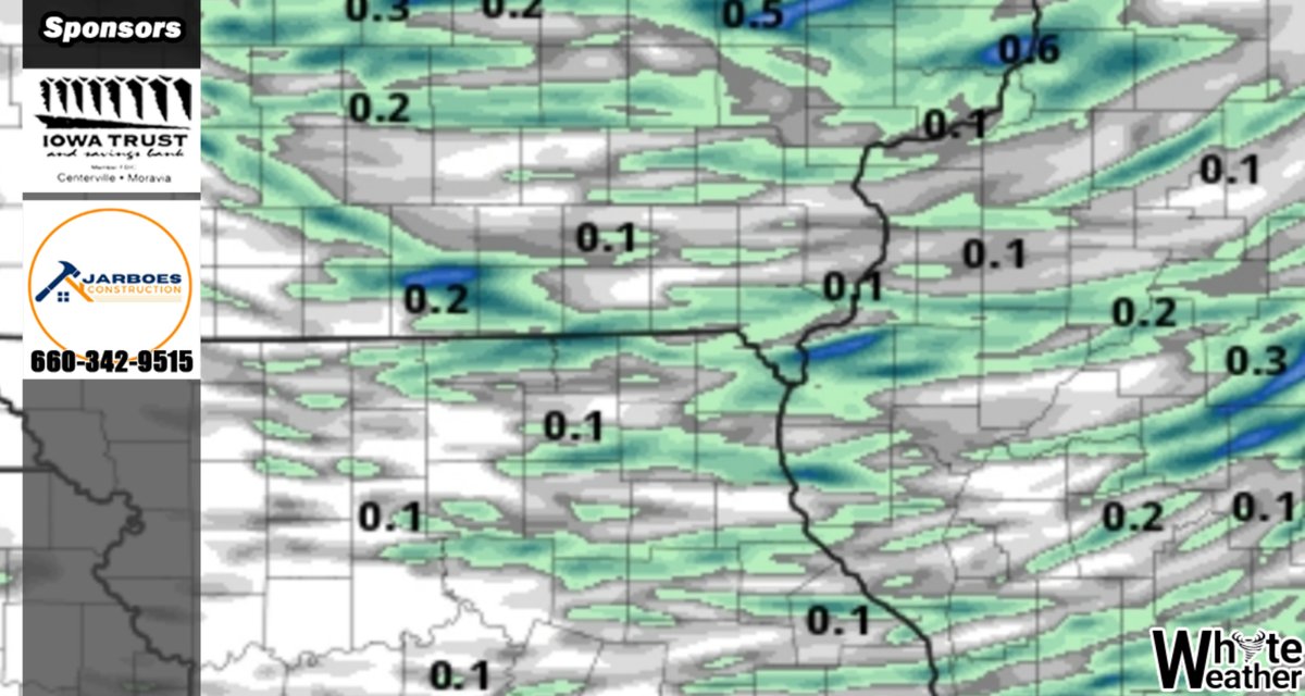 John White (@whiteweather_) on Twitter photo Scattered showers and thunderstorms look likely today for most of Southern Iowa and NEMO, totals of up to an inch could be possible if your area is hit with multiple storms. 
No severe weather is expected. Scattered showers and thunderstorms look likely today for most of Southern Iowa and NEMO, totals of up to an inch could be possible if your area is hit with multiple storms. 
No severe weather is expected.