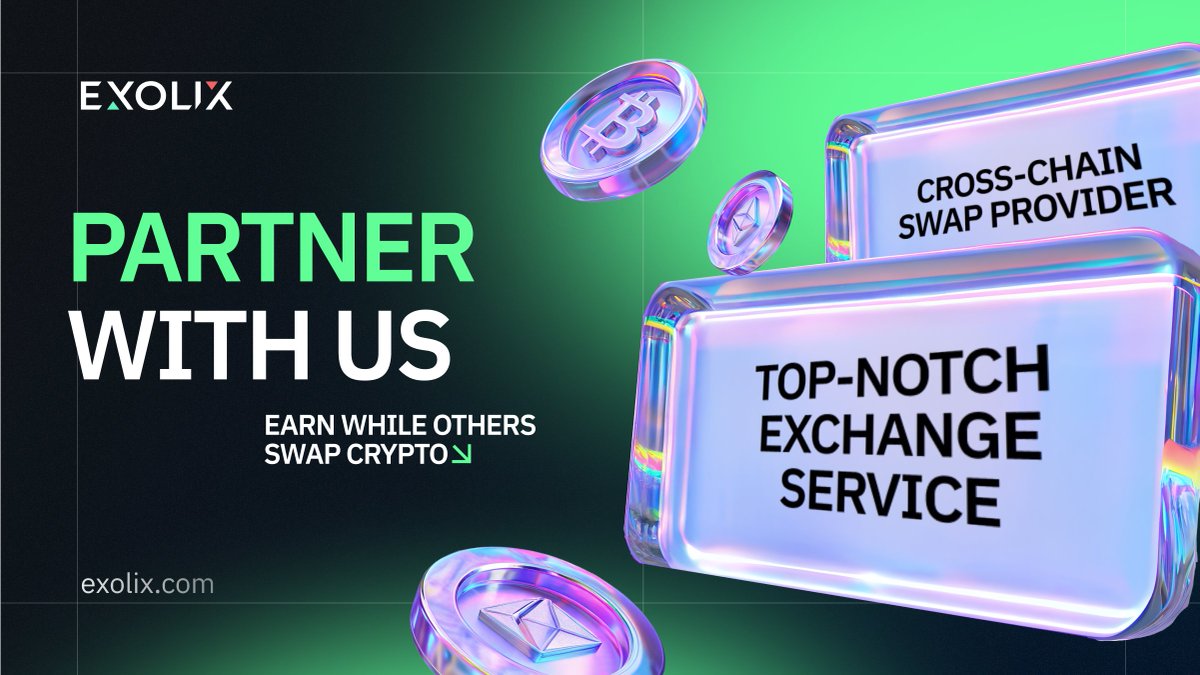 Expand your platform’s functionality with the Exolix #AffiliateProgram🤝

Give your users a smooth exchange experience:
✅ Instant, seamless swaps
✅ Secure and registration-free
✅ Best rates with full transparency

Integrate our swap flow in just a few clicks - no fees, no