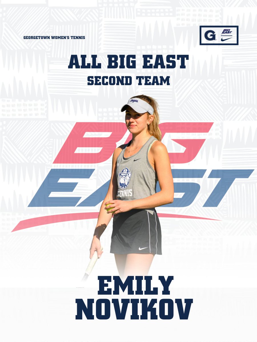 11 No. 1 singles wins ✅
2x BIG EAST Women’s Singles Player of the week ✅

Congratulations to Emily Novikov on earning a spot on the All-BIG EAST Second Team 🎉‼️

#HoyaSaxa