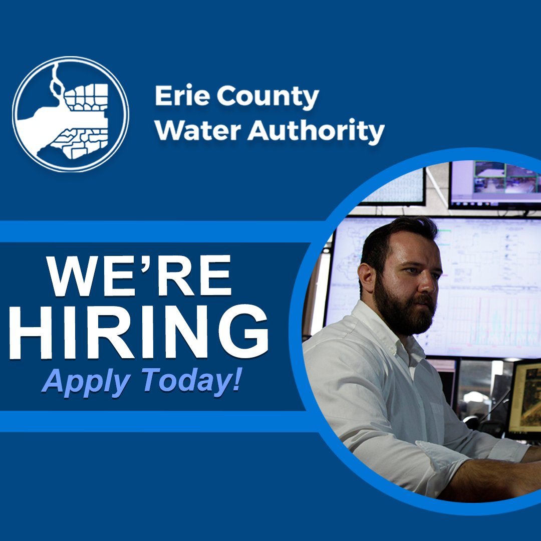 Erie County Water Authority is hiring. To find out how to apply for the latest job openings, please visit ecwa.org/employment/.
