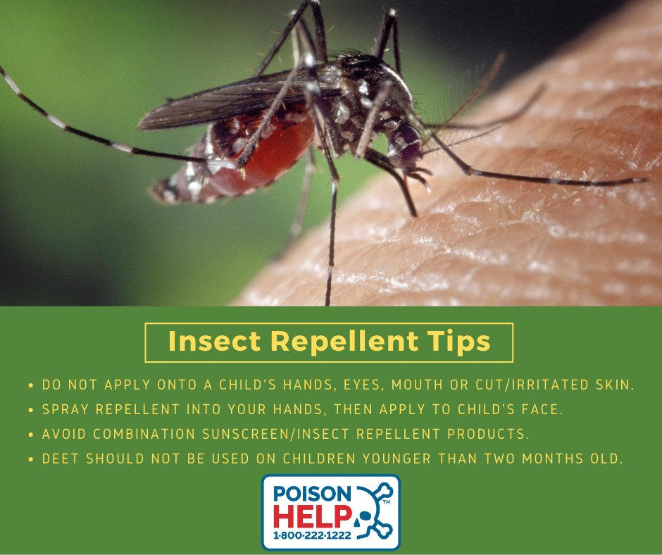 Preventing stings and bites is necessary in the warmer weather. When applying #insect repellants, remember to:

🦟Apply to your hands and then apply to children's faces. Never apply to a child's hands, eyes, or mouth
🦟Avoid using DEET products on children under two months old