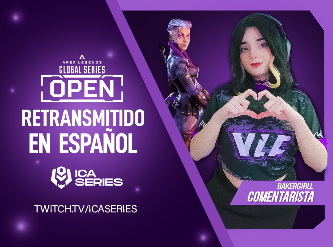 HOY!
Algs open 5 Year🔥
Nuestra compañera y amiga @Bakergirllttv 
Estara acompañando en la transmision de <a href="/ICAseries/">ICA Series</a> 
Junto a otros compañeros 🔥
Esperamos su apoyo en el canal de twitch ¡ twitch.tv/icaseries?sr=a