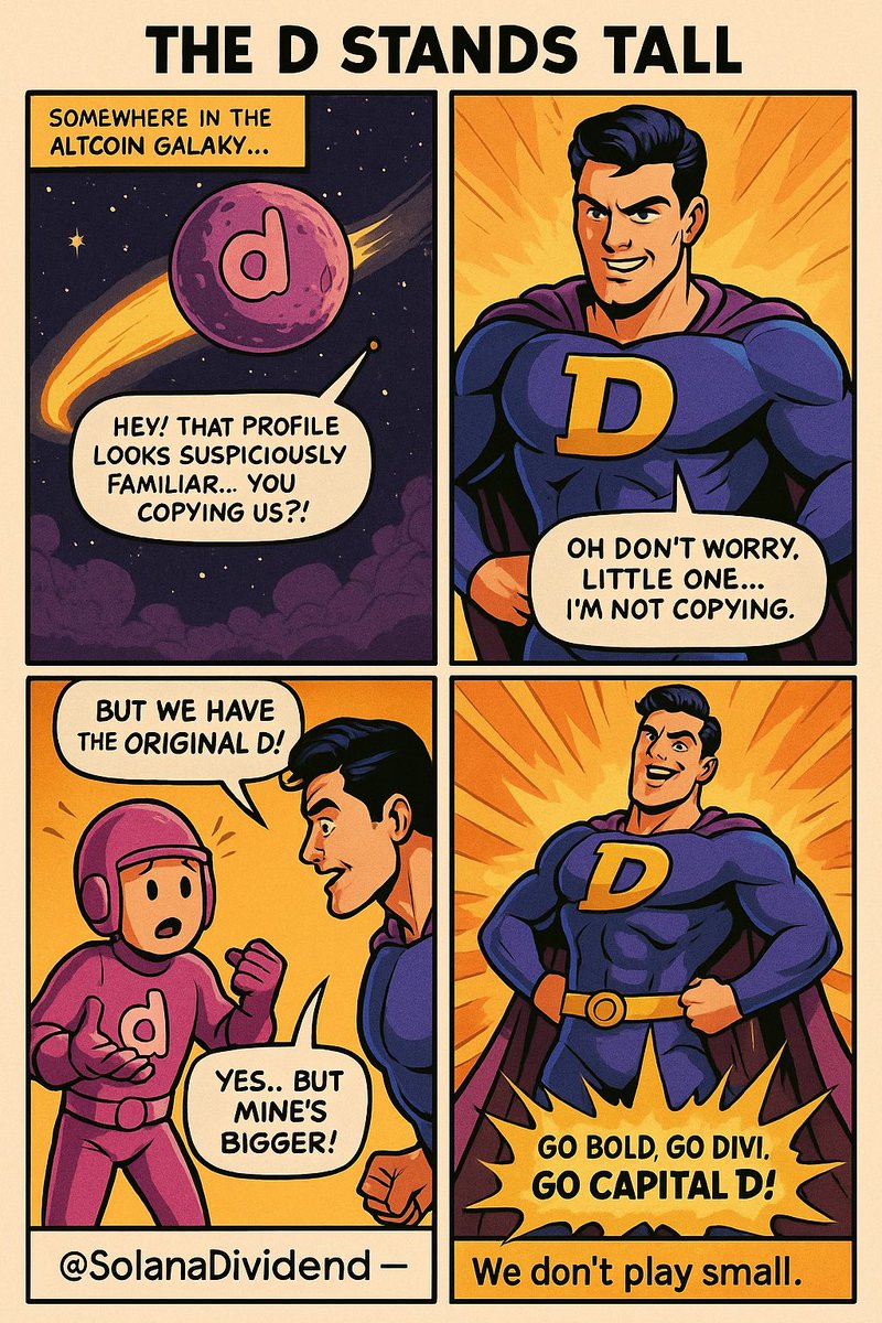 Some play with lowercase dreams…
But <a href="/SolanaDividend/">Dividend Investor</a> delivers capital gains.

While <a href="/DiviProject/">Divi Project</a> holds onto a little “d”,
we stand tall with the Capital D.

Episode 6 is here!
Go bold. Go DIVI. Go Capital D.

#DIVI #SolanaDividend #CryptoWithUtility #CaptainDIVI #Altcoins 💜🚀🧠