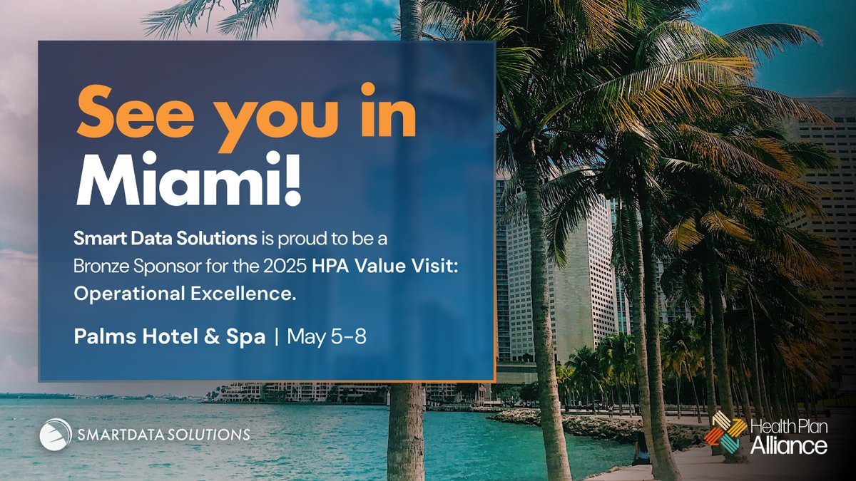 sdatasolutions's tweet image. Smart Data Solutions is proud to be a Bronze Sponsor for the 2025 HPA Value Visit: Operational Excellence, taking place May 5-8 at the Palms Hotel &amp;amp; Spa. 

#SmartDataSolutions #HPA2025 #OperationalExcellence #HealthcareEfficiency #Clearinghouse #ClaimsManagement