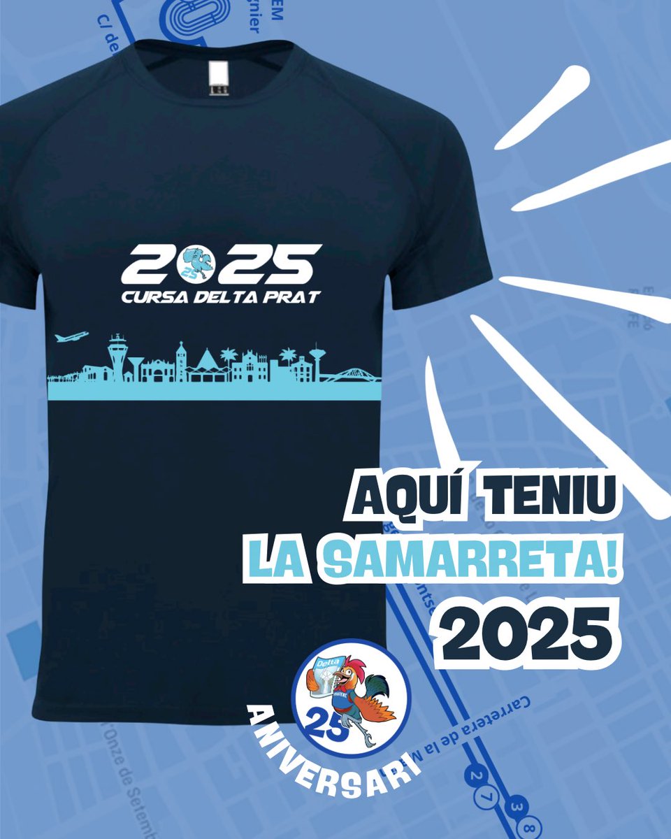 Aquí teniu la SAMARRETA de la Cursa Delta Prat 2025!🥰

Una samarreta especial per un dia especial. No dubtis en agafar-la!

Inscriu-te per gaudir del 25è aniversari el pròxim 11 de maig al Prat de Llobregat🤭

#elprat #cursadeltaprat25 #5km #10kmrunning #esports #running #run