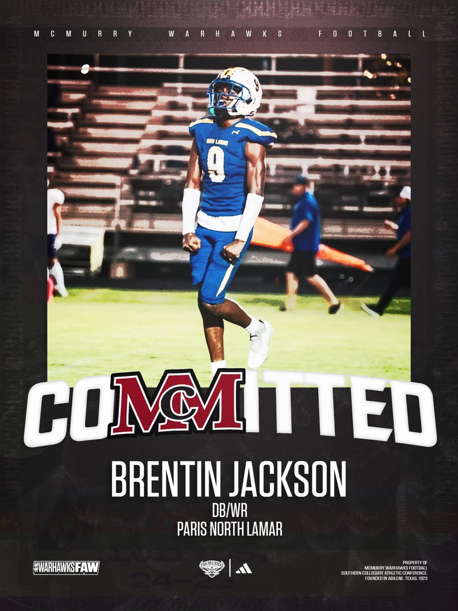 Jackson(BJ)Brentin (@brentinjackson9) on Twitter photo First, I want to THANK GOD for being the answer on my journey. I also want THANK my family and every Coach that has coached and helped me throughout my recruiting process. I’m excited to officially be committing to McMurry University. #FAW #WARHAWK <a href="/McMURRYFOOTBALL/">McMURRY FOOTBALL</a> First, I want to THANK GOD for being the answer on my journey. I also want THANK my family and every Coach that has coached and helped me throughout my recruiting process. I’m excited to officially be committing to McMurry University. #FAW #WARHAWK <a href="/McMURRYFOOTBALL/">McMURRY FOOTBALL</a>