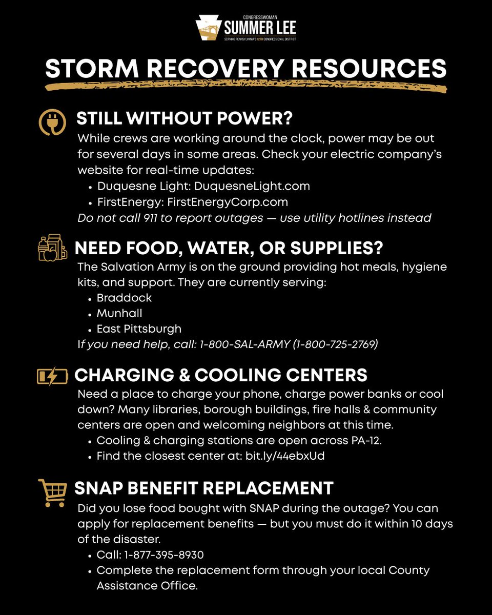 Pennsylvania Moms (@cleanairmoms_pa) on Twitter photo Thank you <a href="/RepSummerLee/">Rep. Summer Lee</a> for this incredible resource on where to get help if your family is in the Southwest PA area and was impacted by the severe storms that came through on Tuesday. Stay safe! Thank you <a href="/RepSummerLee/">Rep. Summer Lee</a> for this incredible resource on where to get help if your family is in the Southwest PA area and was impacted by the severe storms that came through on Tuesday. Stay safe!