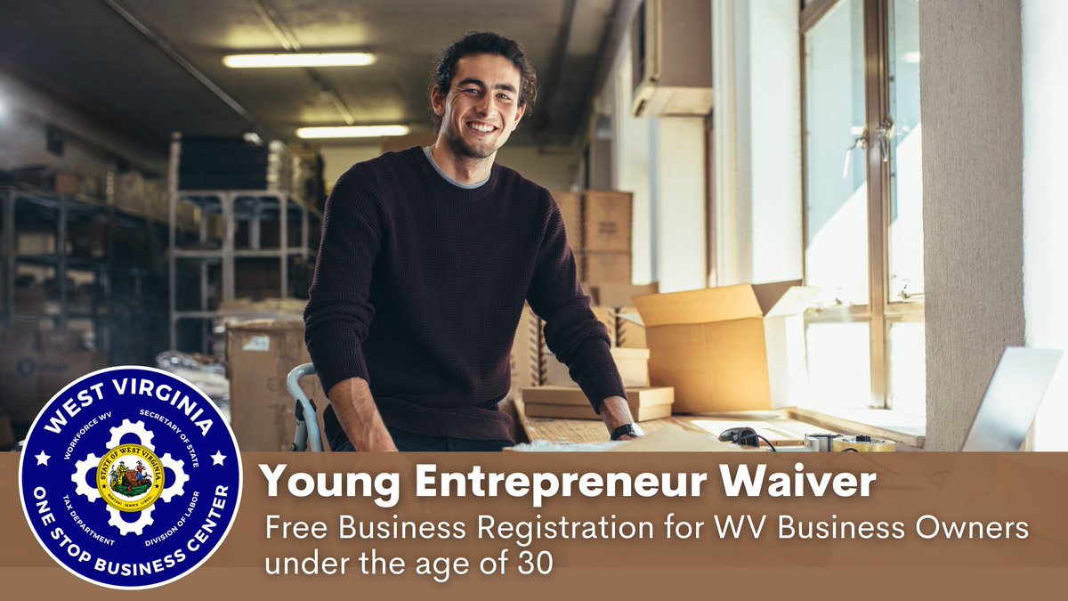The Young Entrepreneur Waiver offered by the WV Secretary of State's Office waives the registration fee for new business owners under the age of 30.

Learn more about the Young Entrepreneur Waiver here: sos.wv.gov/business/Pages…