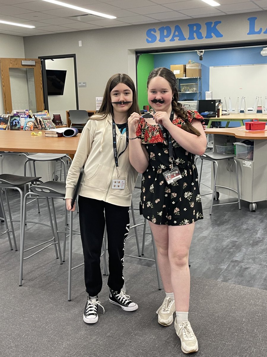 Jennifer Fox Eberle (@msslibd95) on Twitter photo French students in the hub today practicing and recording their conversational language. I can't get enough of these two and their mustaches which may or may not have stayed on all day. #lzmss #bettertogetherd95 French students in the hub today practicing and recording their conversational language. I can't get enough of these two and their mustaches which may or may not have stayed on all day. #lzmss #bettertogetherd95