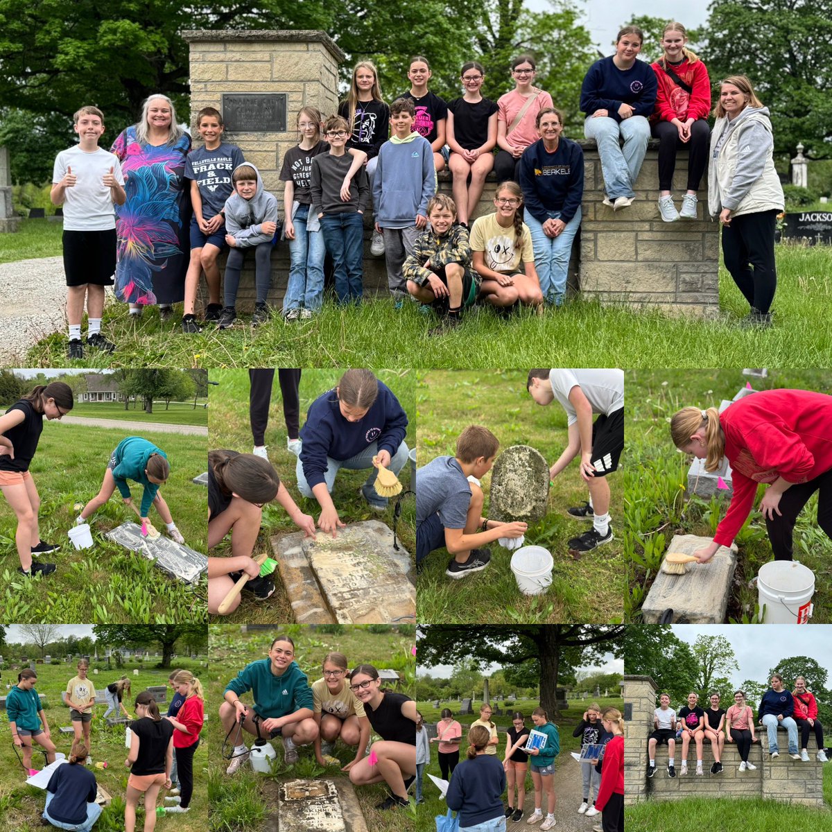 After interviewing a family member to learn about our family heritage &amp; heirlooms, the EMS EL students learned about the history of the Prairie Fire Cemetery in Baldwin alongside Wellsville/Baldwin gifted students! They helped clean 25 tombstones! <a href="/emscardinals/">Eudora Middle School</a>  <a href="/EMSPrincipal491/">Jeremy Thomas</a>