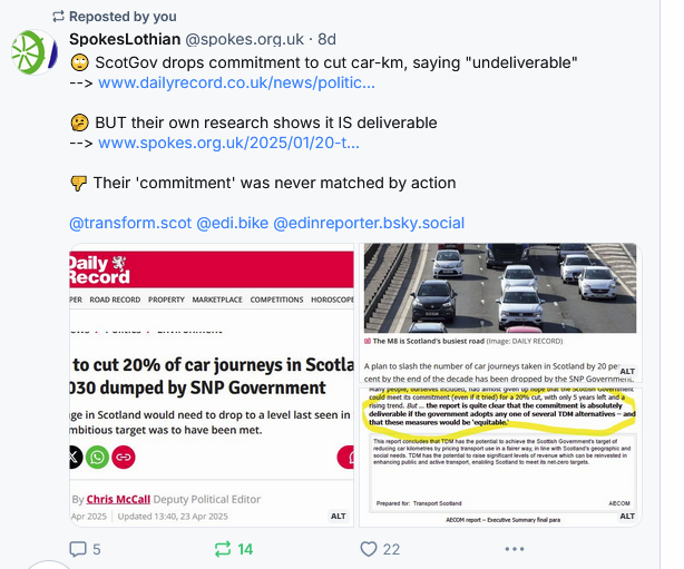 Spokes CycleCampaign (@spokeslothian) on Twitter photo Hi <a href="/BrodieStew31823/">Brodie Stewart</a> <a href="/young_bogar/">Young bogar</a> <a href="/frewinnnn/">Lucy Frewin</a> <a href="/iankennedy13184/">ian kennedy</a> <a href="/bikonicuk/">Bikonic</a> <a href="/holasoydianamx/">Diana Infante-Vargas</a> <a href="/Calum_M_Ross/">Calum M Ross</a> <a href="/amurchie987/">Alison Murchie</a> <a href="/PaulWillBirds/">Paul Williams</a> <a href="/Paul06559591/">Paul 🏴🏴🏴</a> <a href="/ghth1211/">john smith</a> <a href="/_hopsey_/">DH</a> <a href="/JoLyttle84/">Jo Lyttle</a> <a href="/SotonCycling/">Southampton Cycling Campaign</a>
👍Ta for following us!
.. BUT most of our 'tweets' are now here-->bsky.app/profile/spokes… Hi <a href="/BrodieStew31823/">Brodie Stewart</a> <a href="/young_bogar/">Young bogar</a> <a href="/frewinnnn/">Lucy Frewin</a> <a href="/iankennedy13184/">ian kennedy</a> <a href="/bikonicuk/">Bikonic</a> <a href="/holasoydianamx/">Diana Infante-Vargas</a> <a href="/Calum_M_Ross/">Calum M Ross</a> <a href="/amurchie987/">Alison Murchie</a> <a href="/PaulWillBirds/">Paul Williams</a> <a href="/Paul06559591/">Paul 🏴🏴🏴</a> <a href="/ghth1211/">john smith</a> <a href="/_hopsey_/">DH</a> <a href="/JoLyttle84/">Jo Lyttle</a> <a href="/SotonCycling/">Southampton Cycling Campaign</a>
👍Ta for following us!
.. BUT most of our 'tweets' are now here-->bsky.app/profile/spokes…