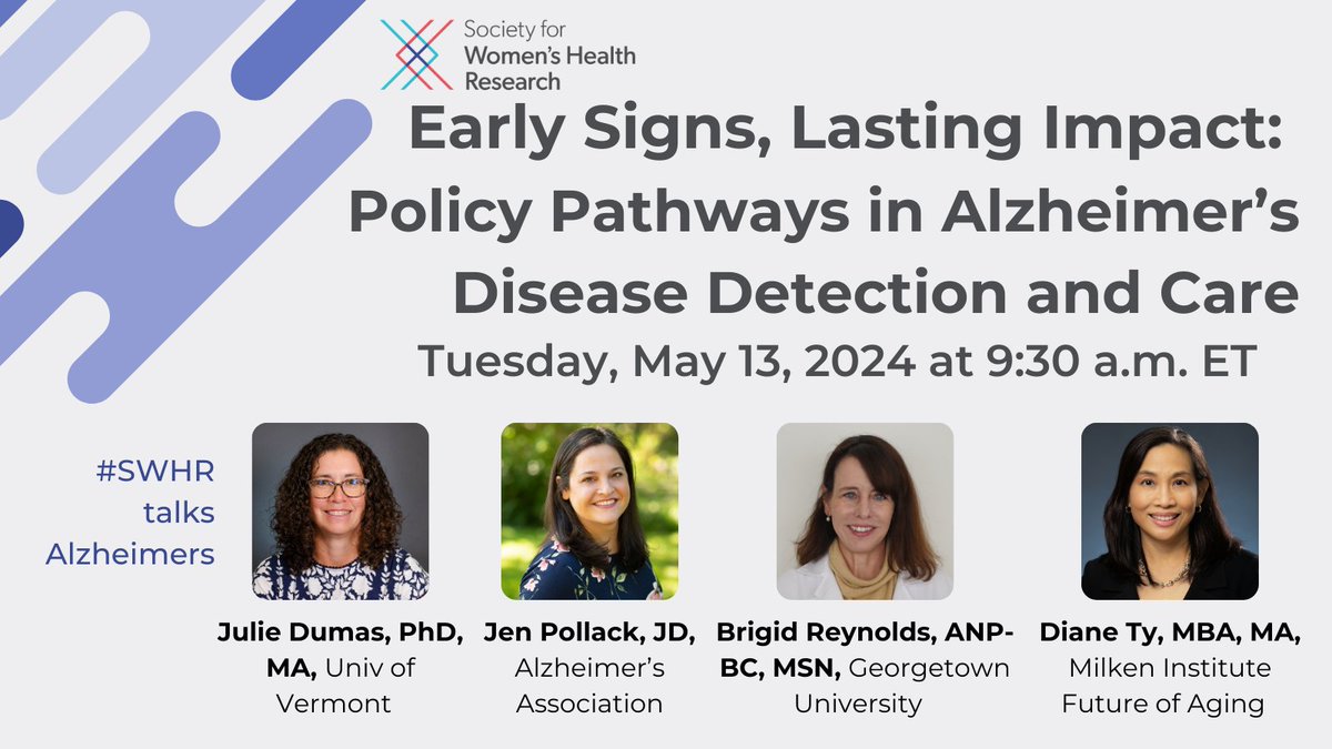 SWHR (@swhr) on Twitter photo Save your seat for the #SWHRtalksAlzheimers Congressional Briefing happening in Washington DC this #OlderAmericansMonth. Hear from experts with <a href="/uvmvermont/">University of Vermont</a> <a href="/alzassociation/">Alzheimer's Association</a> <a href="/Georgetown/">Georgetown University</a> <a href="/MIAging/">Milken Institute Future of Aging</a>: ow.ly/ONM350VAYZv Save your seat for the #SWHRtalksAlzheimers Congressional Briefing happening in Washington DC this #OlderAmericansMonth. Hear from experts with <a href="/uvmvermont/">University of Vermont</a> <a href="/alzassociation/">Alzheimer's Association</a> <a href="/Georgetown/">Georgetown University</a> <a href="/MIAging/">Milken Institute Future of Aging</a>: ow.ly/ONM350VAYZv