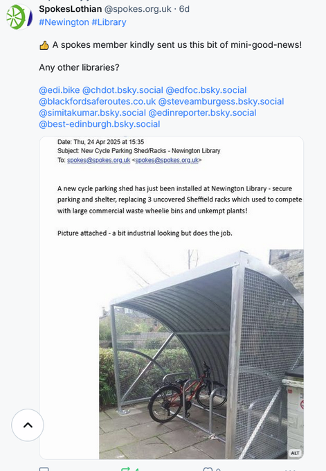 SpokesLothian's tweet photo. Hi @BeachRdCyclist @ChrisRoyDenton @BenFerg10032666 @CyclingWorlds @Obsolesence @London_Cycling @Cycleshires @motifyworld @Diversityjobs4u @MikeStewart79 @Access2Industry @Gear_Up_byHV 

👍Ta for following us! .. BUT most of our 'tweets' are now here-->https://t.co/RaXqWjgHl6 https://t.co/TwjmTdm9xL