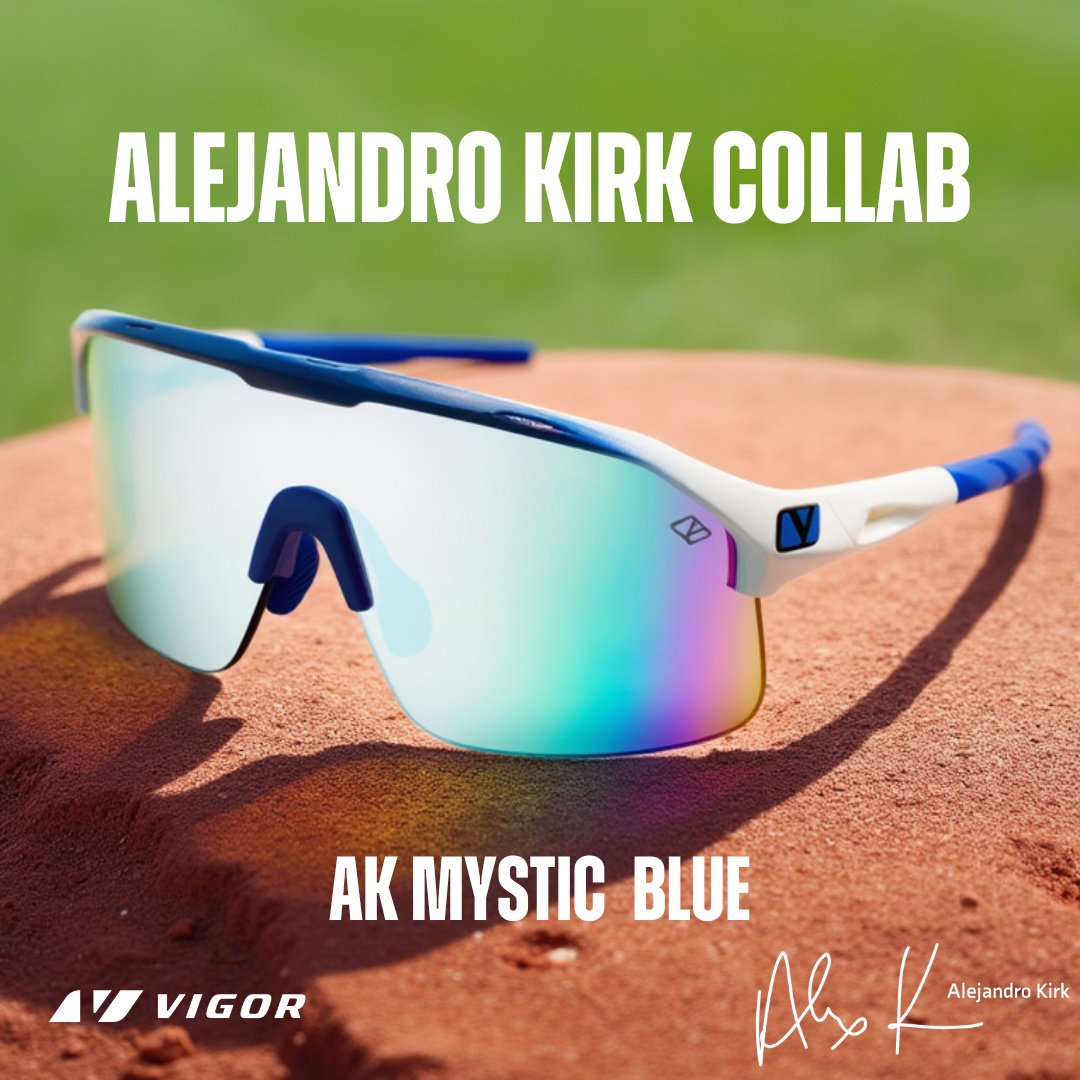 Introducing AK Mystic Blue - a brand-new signature frame designed in collab with pro baseball player Alejandro Kirk.💙⚾️

With bold blue and white details, this style is built to perform under pressure and shine under the sun.

l8r.it/Ft28
#VigorEyewear #AlejandroKirk